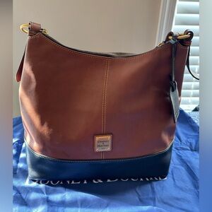 Dooney & Bourke Tan and Black Leather Hobo Bag